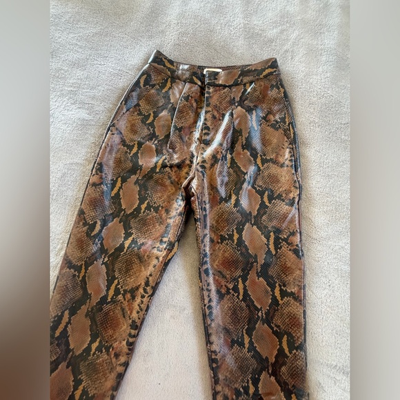 Ronny Kobo Womens Brown Snakeskin Print Pants  Size S - Picture 2 of 4